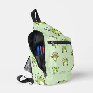 Grappige kikkers op pad sling bag