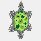 Grappige kikkers tin sneeuwvlok ornament (Links)