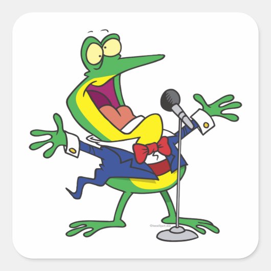 grappige kikkerviskikker cartoon vierkante sticker (Voorkant)
