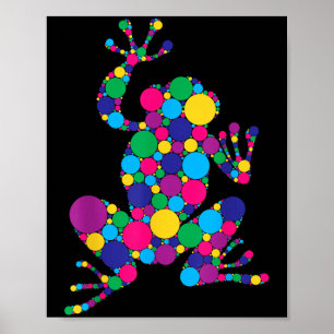 Grappige Kikkervrienden Stippen Kunststudent Geluk Poster
