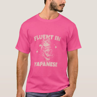 Grappige Kimono Schattigee Cat Fluent in het Japan T-shirt