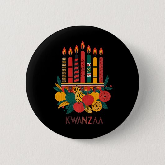 Grappige Kinara Zeven Kaarsen Kwanzaa Viering 1 Ronde Button 5,7 Cm (Voorkant)