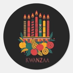 Grappige Kinara Zeven Kaarsen Kwanzaa Viering 2 Ronde Sticker
