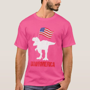 Grappige Kinder Amerikaanse Rawrmerica 4 juli T-shirt