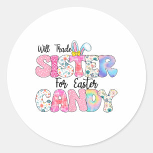 Grappige Kinder eitjes ruilen zus voor Snoep Ronde Sticker