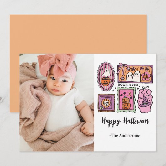 Grappige Kinder foto Happy Halloween Feestdagenkaart (Voorkant / Achterkant)