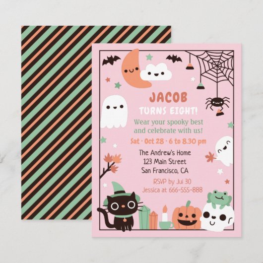 Grappige Kinder Halloween Verjaardagsfeestje Kaart (Voorkant / Achterkant)