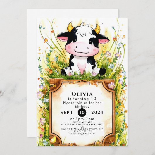 Grappige Kinder Koe Verjaardag Kaart (Voorkant / Achterkant)