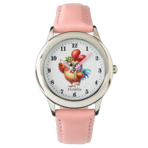Grappige kinder meisjes haan naam toevoegen horloge