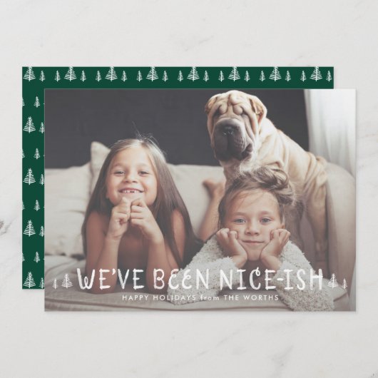 Grappige Kinder Ongehoorzame Kerstkaart of Nice (Voorkant / Achterkant)