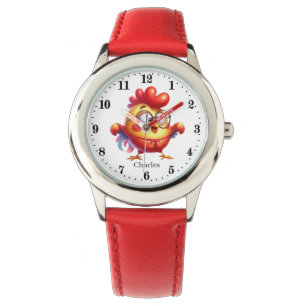 Grappige kinder unisex haan naam toevoegen horloge