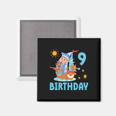 Grappige Kinderen 9e Verjaardagsfeest Zeilboot Zei Magneet (Voorkant / Achterkant)