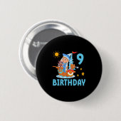 Grappige Kinderen 9e Verjaardagsfeest Zeilboot Zei Ronde Button 5,7 Cm (Voorkant /achterkant)