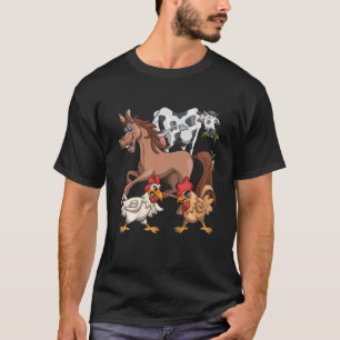 Grappige Kinderen Boer Paard Koe Kip Boerderij Die T-shirt