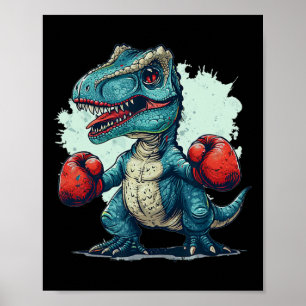 Grappige Kinderen Boksen Dinosaurus Met Bokshandsc Poster