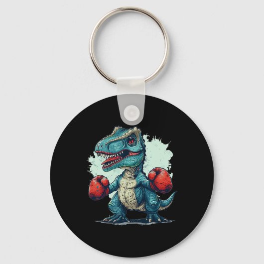 Grappige Kinderen Boksen Dinosaurus Met Bokshandsc Sleutelhanger (Voorkant)