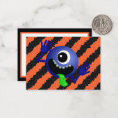 Grappige Kinderen Halloween Ruimte Alien Wenskaart Notitiekaartje (Voorkant / Achterkant in situ)