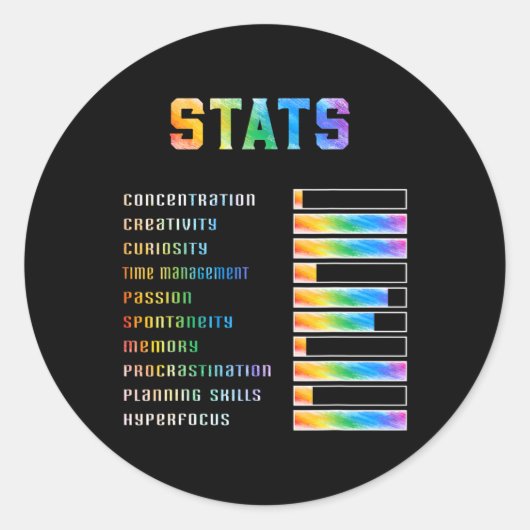 Grappige Kinderen met ADHD Stats Neurodiversity AW Ronde Sticker (Voorkant)