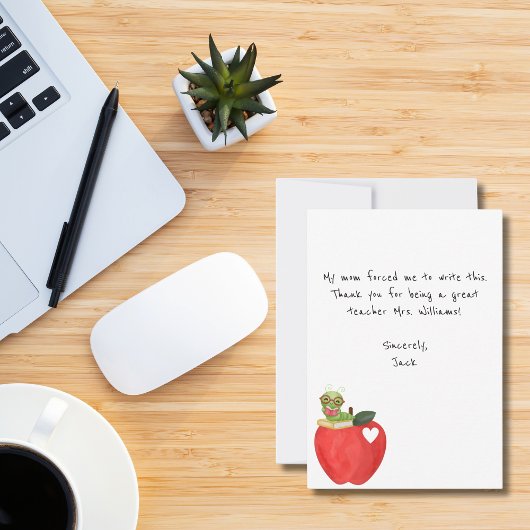 Grappige Kinderen Notitie, Rode Appel, Leraar Waar Bedankkaart