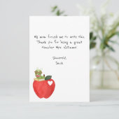 Grappige Kinderen Notitie, Rode Appel, Leraar Waar Bedankkaart (Staand voorkant)