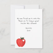 Grappige Kinderen Notitie, Rode Appel, Leraar Waar Bedankkaart (Voorkant)
