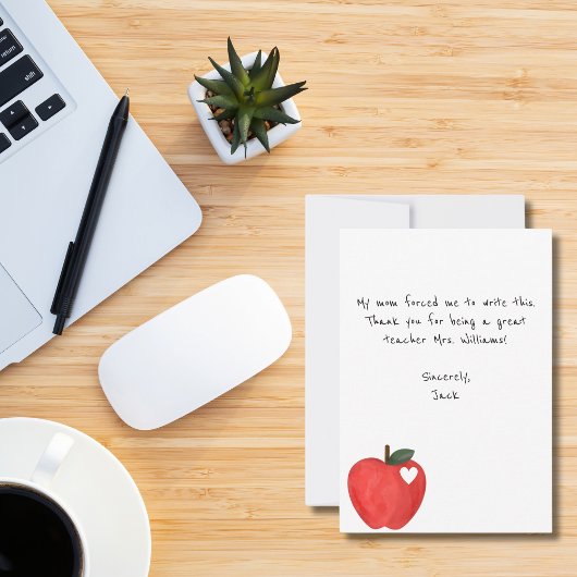 Grappige Kinderen Notitie, Rode Appel, Lerarendag Bedankkaart