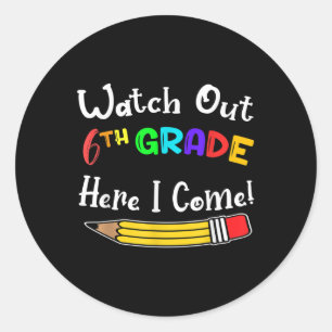 Grappige kinderen terug naar school opgepast 6e le ronde sticker