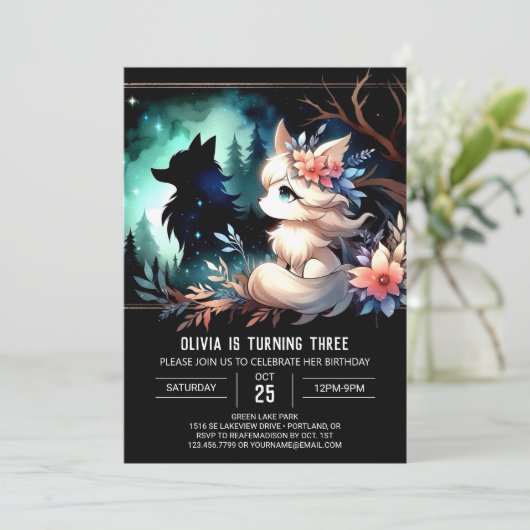 Grappige kinderen Wolf Verjaardag Kaart (Staand voorkant)