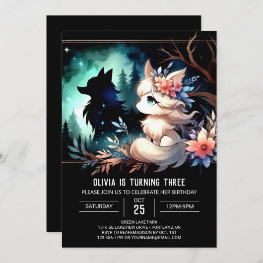 Grappige kinderen Wolf Verjaardag Kaart (Voorkant / Achterkant)