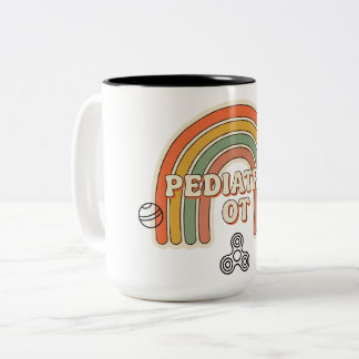Grappige Kinderergotherapeut Retro Regenboogmok Tweekleurige Koffiemok