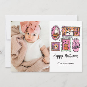 Grappige kinderfoto Fijne Halloween Feestdagenkaart