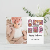 Grappige Kinderfoto Gelukkig Halloween Feestdagenkaart (Staand voorkant)