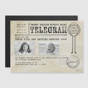 Grappige kinderfoto's De datum van het telegram Magnetische Uitnodiging