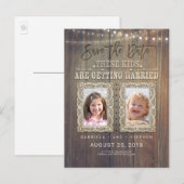 Grappige kinderfoto's | Rustic Wood - Red de datum Aankondigingskaart (Voorkant / Achterkant)