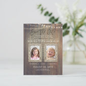 Grappige kinderfoto's | Rustic Wood - Red de datum Aankondigingskaart (Staand voorkant)