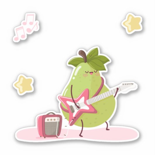 Grappige kinderillustratie van een steenpeer sticker (Voorkant)