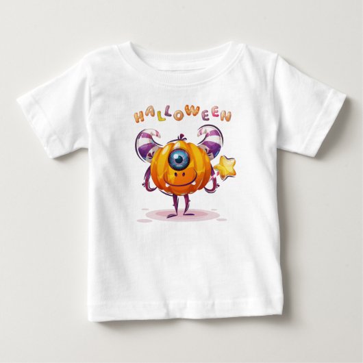 Grappige kinderlijke Halloween pompoen met toverst (Voorkant)
