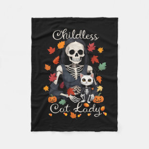 Grappige kinderloze kat dame Halloween kostuum par Fleece Deken