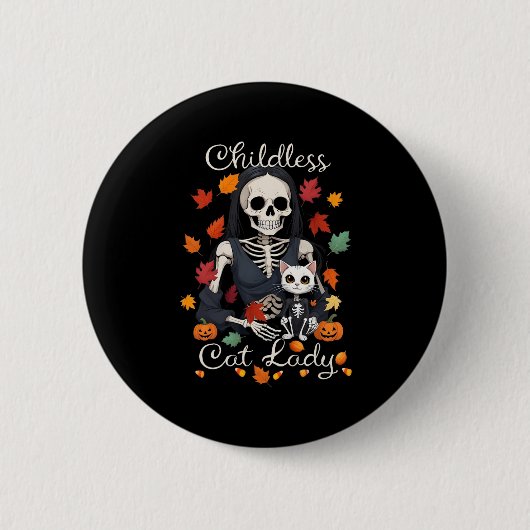Grappige kinderloze kat dame Halloween kostuum par Ronde Button 5,7 Cm (Voorkant)