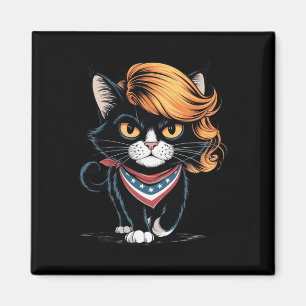 Grappige kinderloze kat dame met Trump haar stem K Magneet