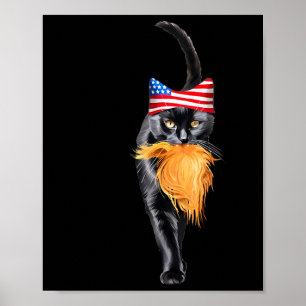 Grappige kinderloze kat dame met Trump haar stem K Poster