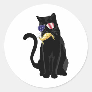 Grappige kinderloze kat dame met Trump haar stem K Ronde Sticker
