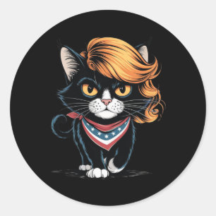Grappige kinderloze kat dame met Trump haar stem K Ronde Sticker