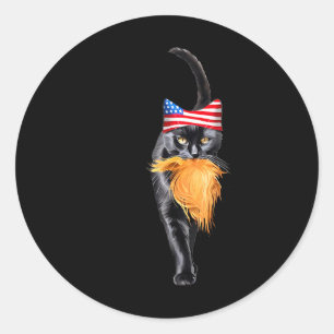 Grappige kinderloze kat dame met Trump haar stem K Ronde Sticker