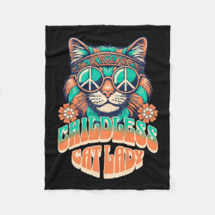 Grappige kinderloze kat dame voor vrouwen kamala v fleece deken
