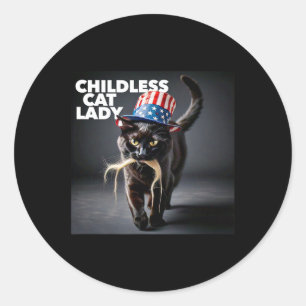 Grappige kinderloze kat Lady Trump Hair Easy Hallo Ronde Sticker