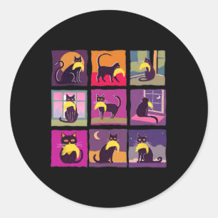 Grappige kinderloze kattendame met troefhaar ronde sticker