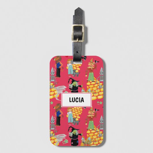 Grappige kinderpersonages op rood bagagelabel (Voorkant (verticaal))