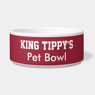 Grappige King Dog Pet Bowl Rood Wit PERSONALISEREN Voerbakje