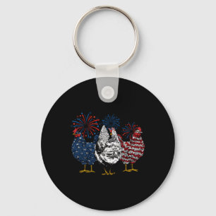 Grappige kip 4 juli patriottische Amerikaanse kuik Sleutelhanger